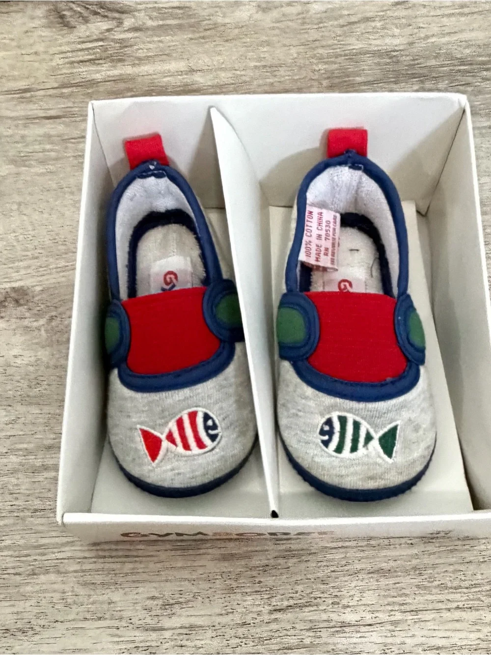 VTG 90s Gymboree Baby Crib Shoes Soft Sole Infant Rainbow Tag Boys NEW 3-6 Month